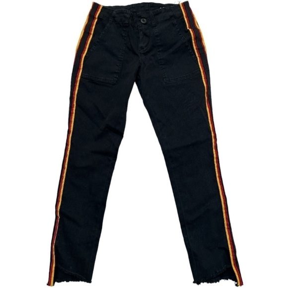 Pam & Gela Black Uniform Side Stripe Pant Adjustable Lace Up Back Waist Size 24 - Picture 3 of 15